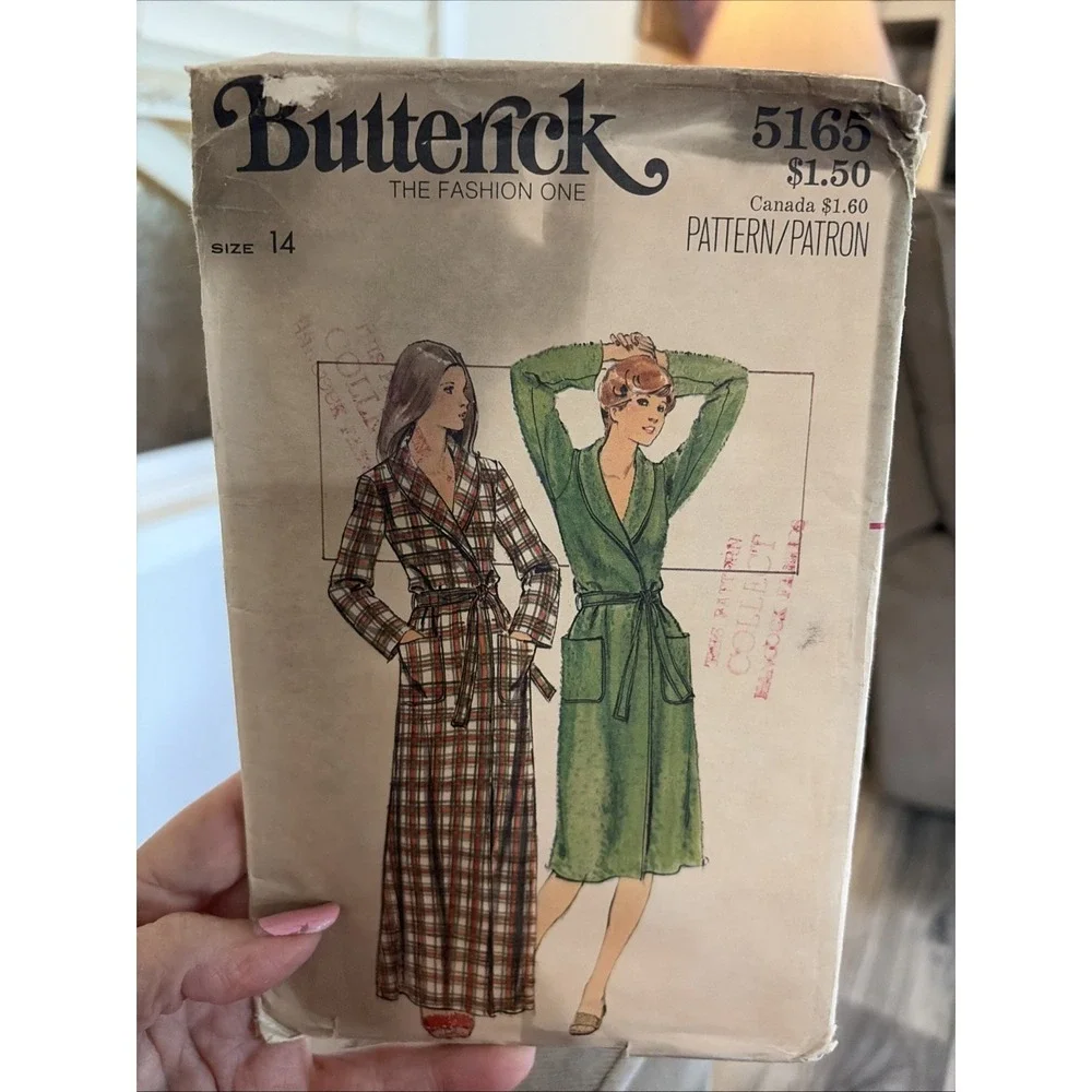 Butterick 5165 Sz 14 Long Short Robe Sewing Pattern 36 Bust Uncut VTG 70s